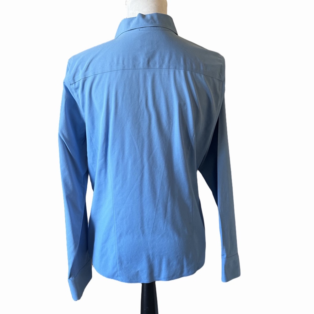 Talbots Wrinkle-Resistant Button Front Blue Blous… - image 2